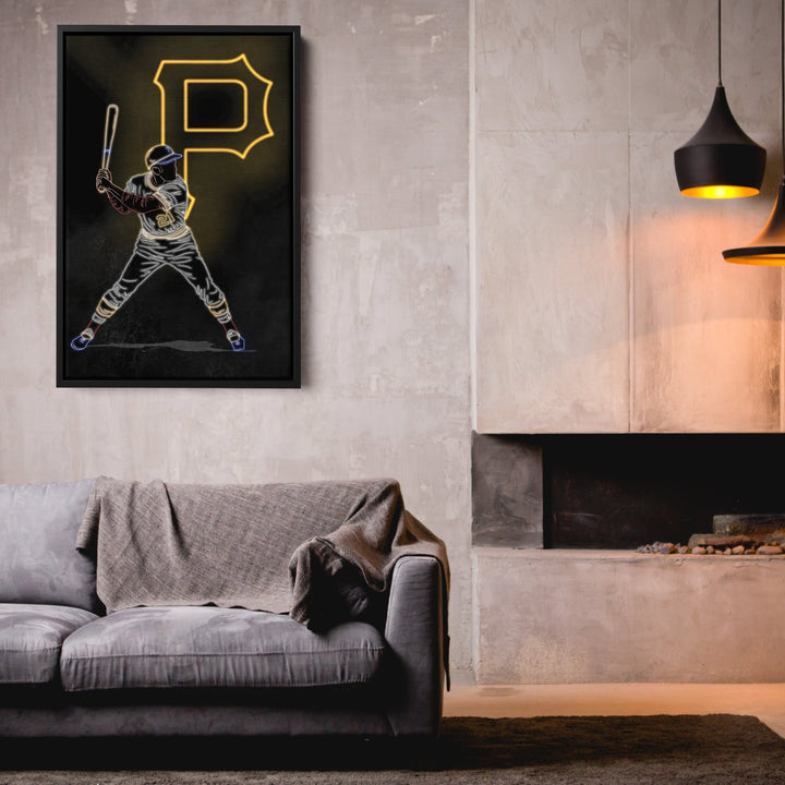 Roberto Clemente Neon Canvas Art | Pirates Wall Decor - CanvasNeon