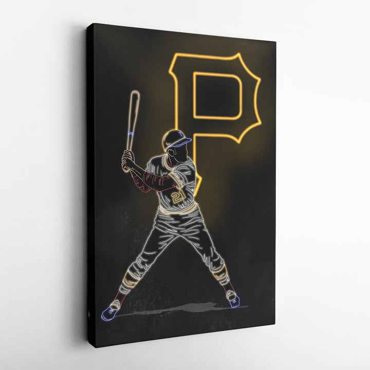 Roberto Clemente Neon Canvas Art | Pirates Wall Decor - CanvasNeon