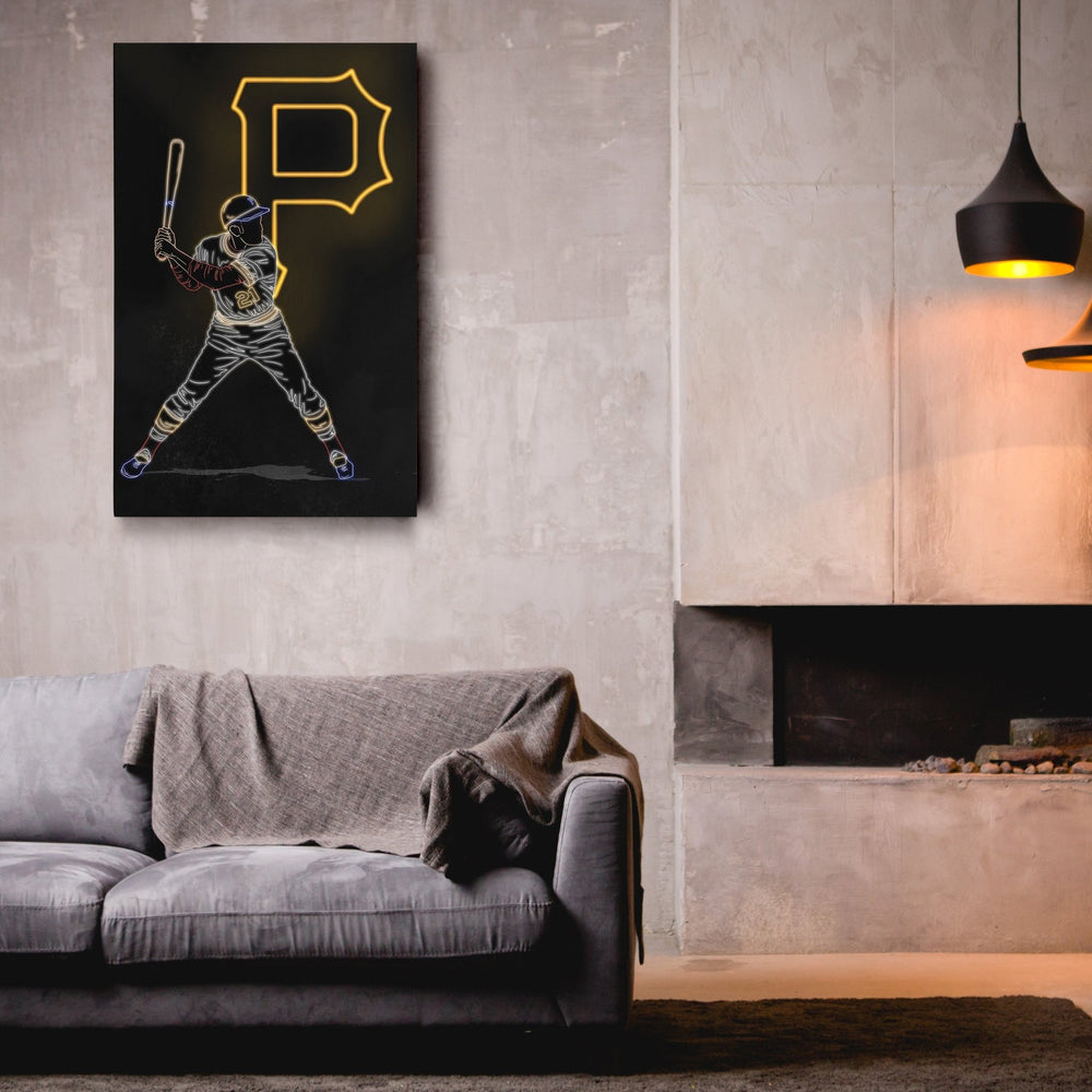Roberto Clemente Neon Canvas Art | Pirates Wall Decor - CanvasNeon