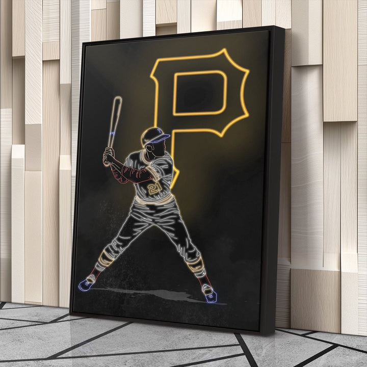 Roberto Clemente Neon Canvas Art | Pirates Wall Decor - CanvasNeon