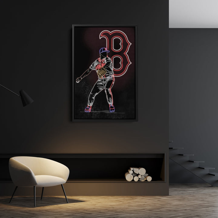 Roger Clemens Neon Canvas Art | Red Sox Wall Decor - CanvasNeon
