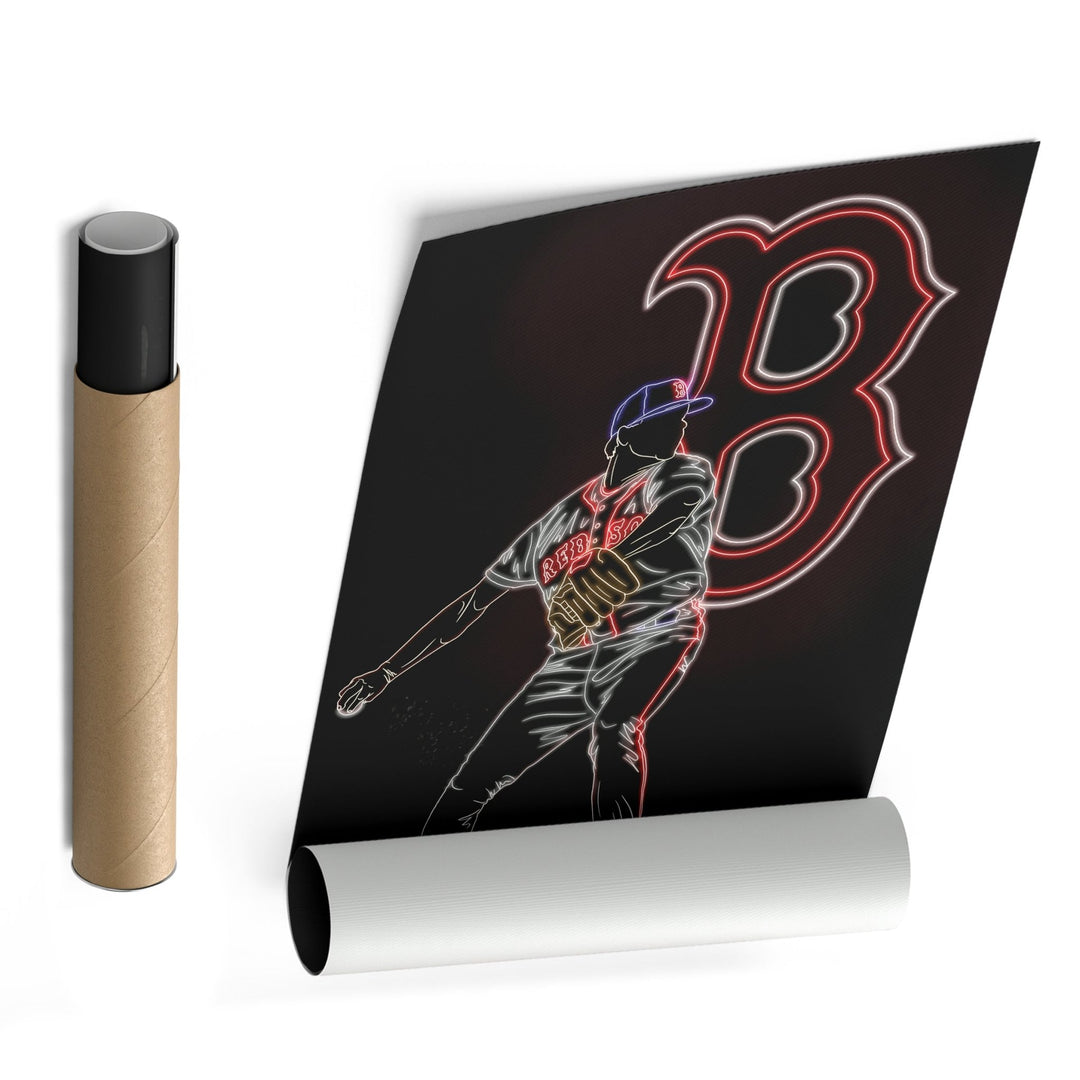 Roger Clemens Neon Canvas Art | Red Sox Wall Decor - CanvasNeon