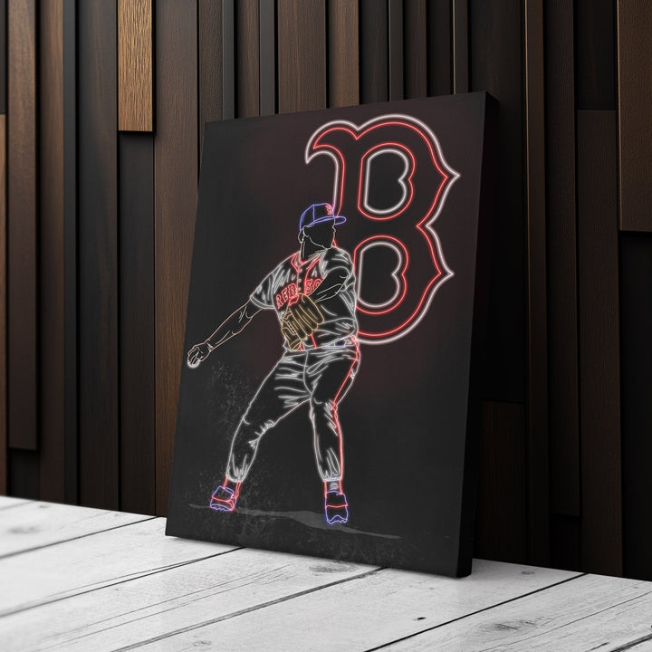 Roger Clemens Neon Canvas Art | Red Sox Wall Decor - CanvasNeon