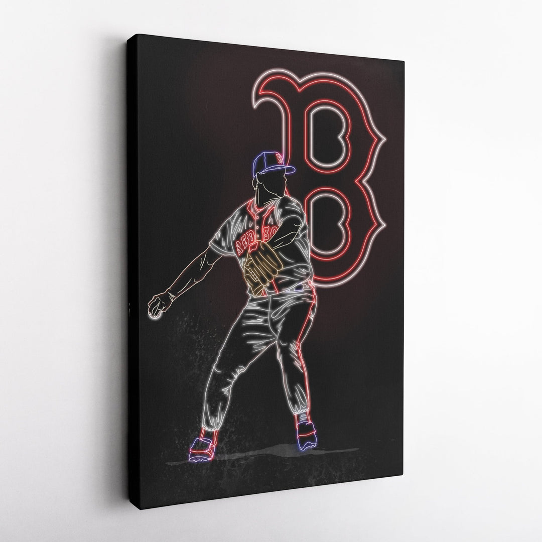 Roger Clemens Neon Canvas Art | Red Sox Wall Decor - CanvasNeon