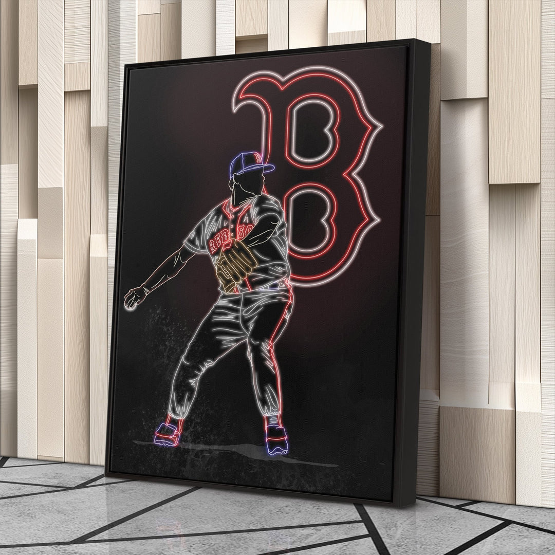 Roger Clemens Neon Canvas Art | Red Sox Wall Decor - CanvasNeon
