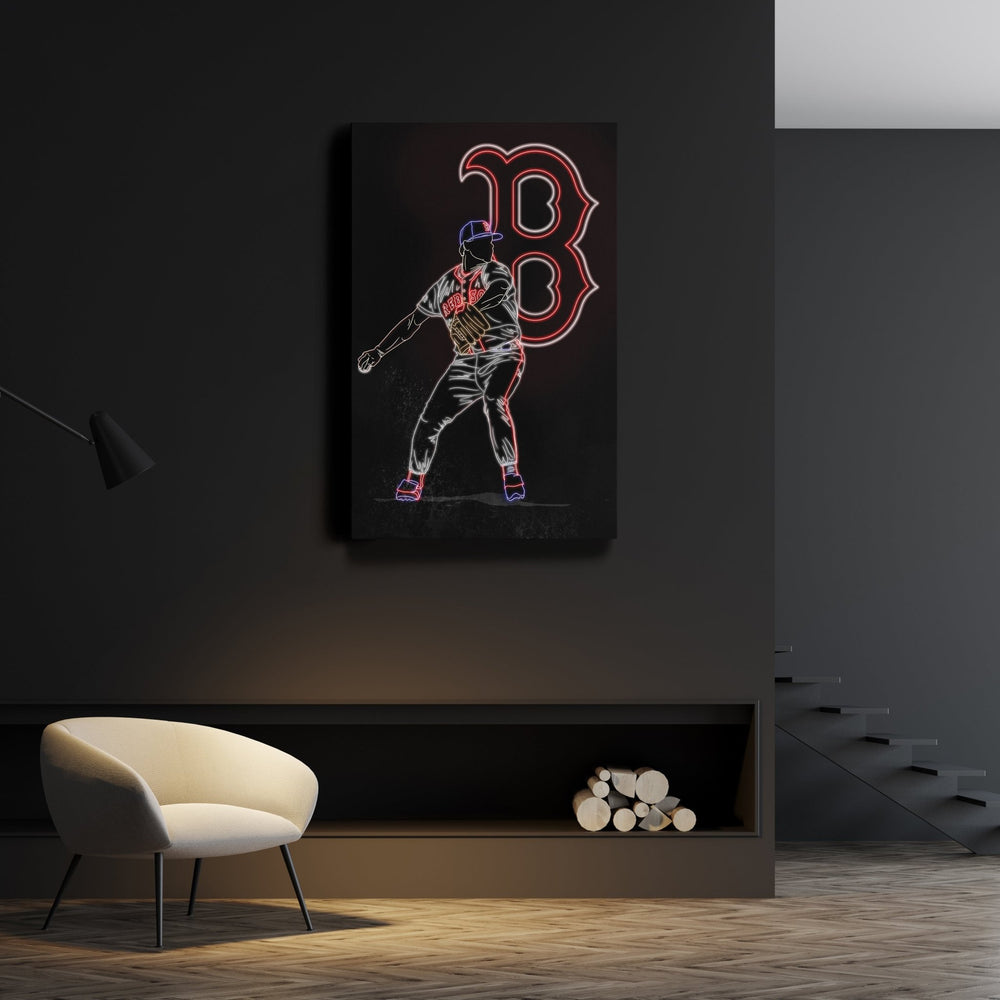 Roger Clemens Neon Canvas Art | Red Sox Wall Decor - CanvasNeon