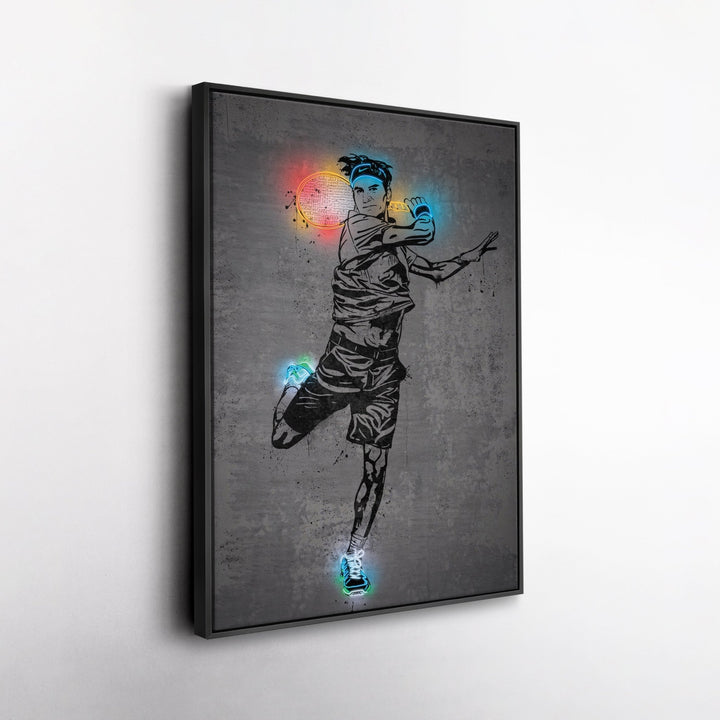 Roger Federer Neon Canvas Art | Modern Wall Decor for Tennis Fans - CanvasNeon