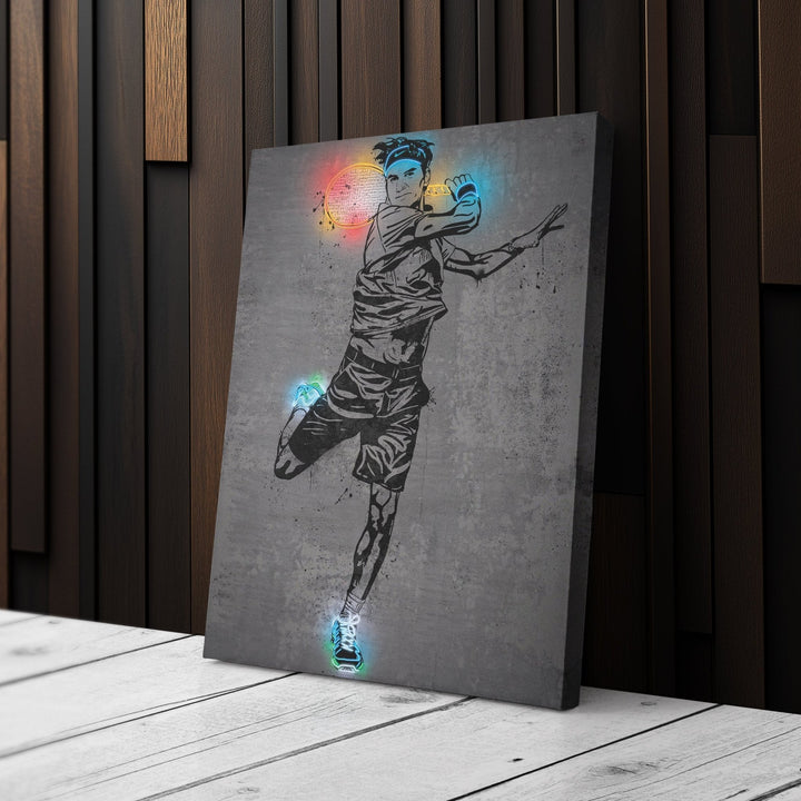 Roger Federer Neon Canvas Art | Modern Wall Decor for Tennis Fans - CanvasNeon