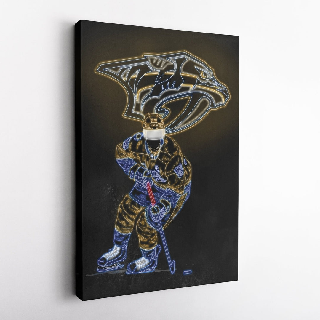 Roman Josi Neon Canvas Art | Predators Wall Decor - CanvasNeon