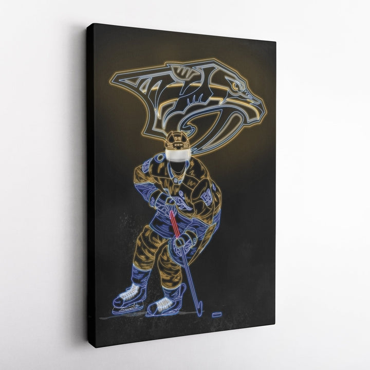 Roman Josi Neon Canvas Art | Predators Wall Decor - CanvasNeon