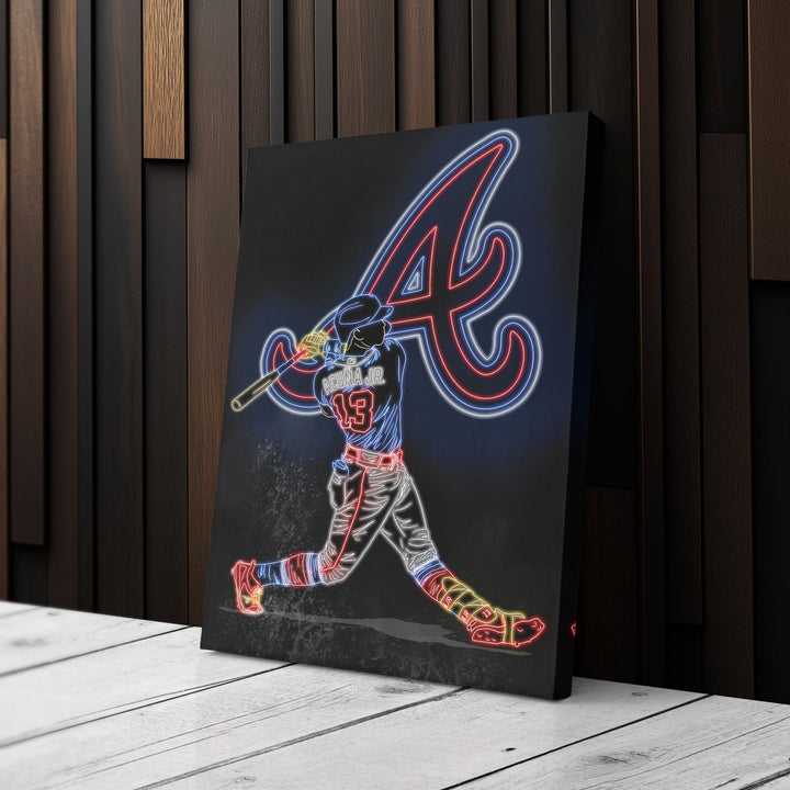 Ronald Acuña Jr. Neon Canvas Art | Braves Wall Decor - CanvasNeon