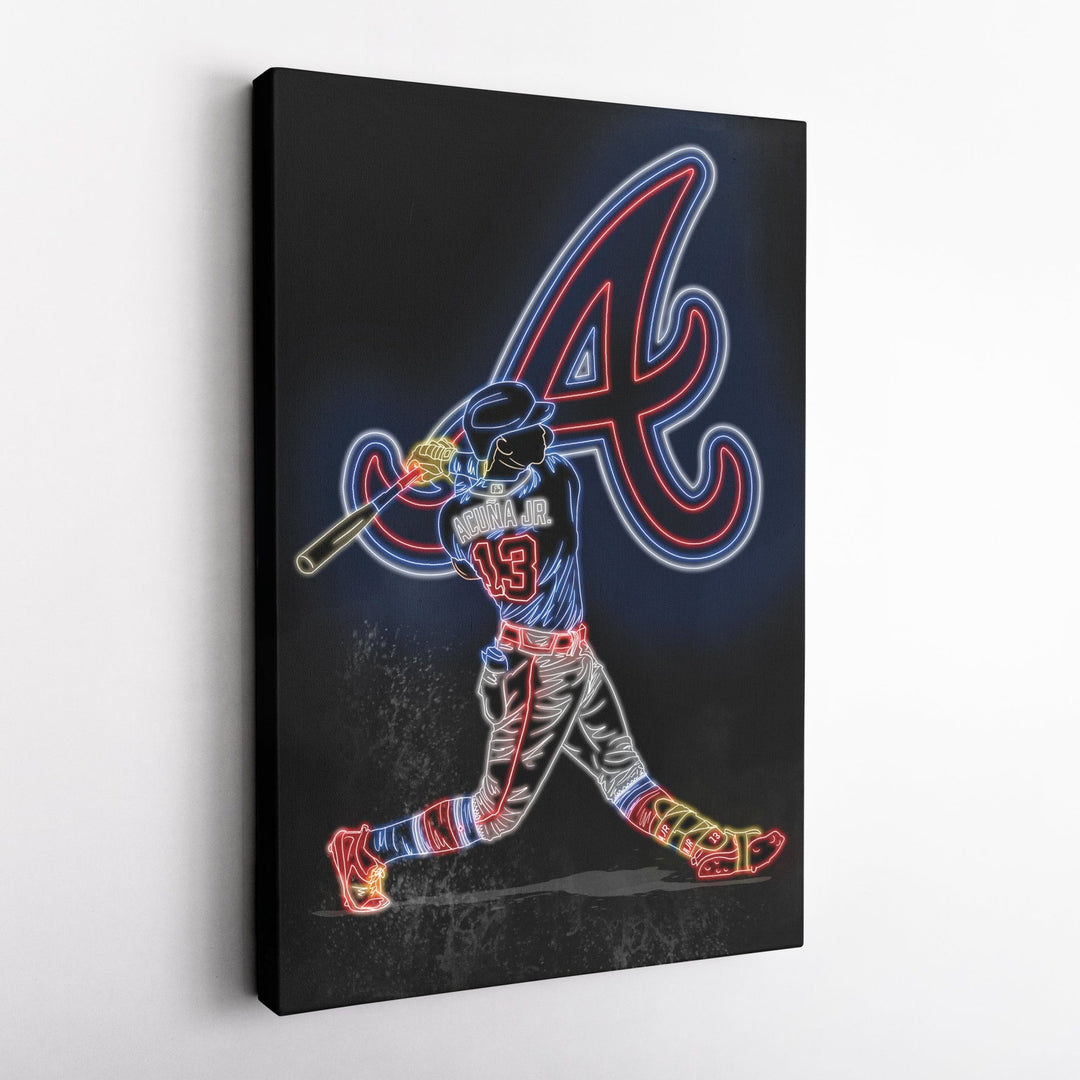 Ronald Acuña Jr. Neon Canvas Art | Braves Wall Decor - CanvasNeon
