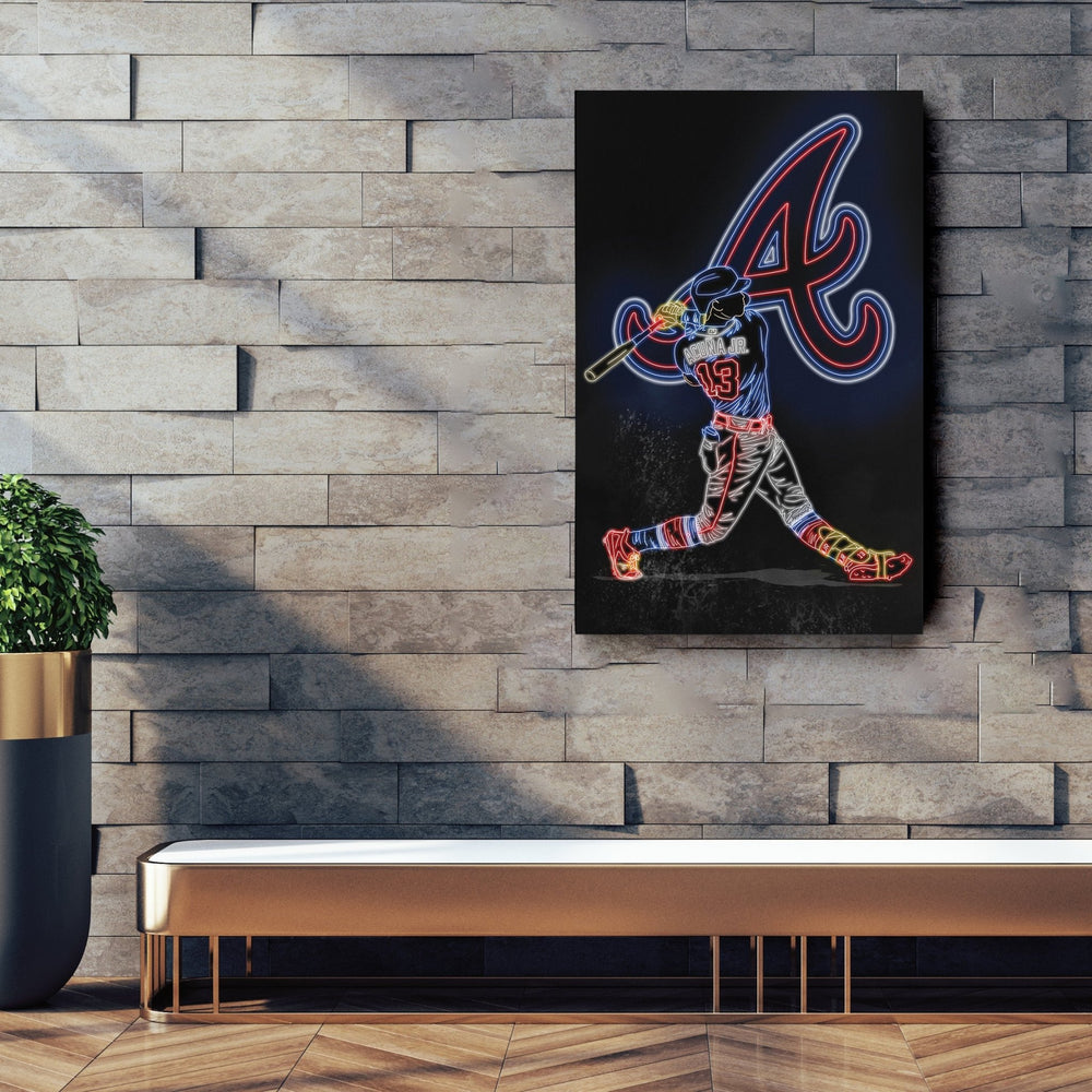 Ronald Acuña Jr. Neon Canvas Art | Braves Wall Decor - CanvasNeon