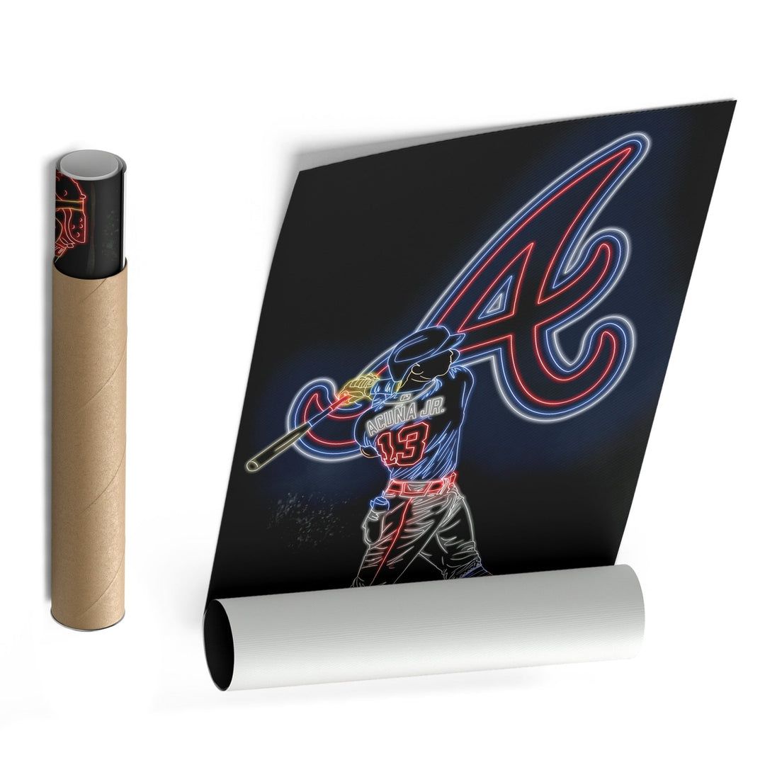 Ronald Acuña Jr. Neon Canvas Art | Braves Wall Decor - CanvasNeon