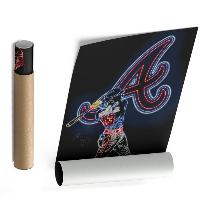 Ronald Acuña Jr. Neon Canvas Art | Braves Wall Decor - CanvasNeon