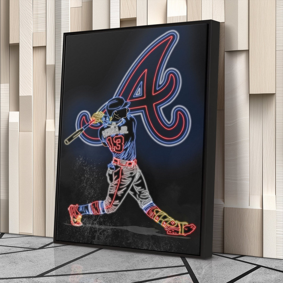 Ronald Acuña Jr. Neon Canvas Art | Braves Wall Decor - CanvasNeon