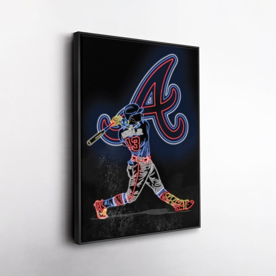Ronald Acuña Jr. Neon Canvas Art | Braves Wall Decor - CanvasNeon