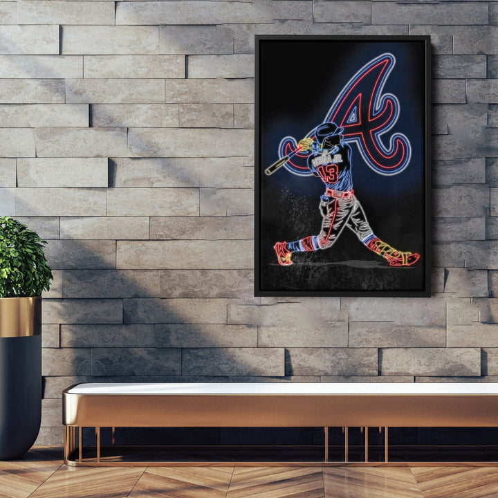 Ronald Acuña Jr. Neon Canvas Art | Braves Wall Decor - CanvasNeon