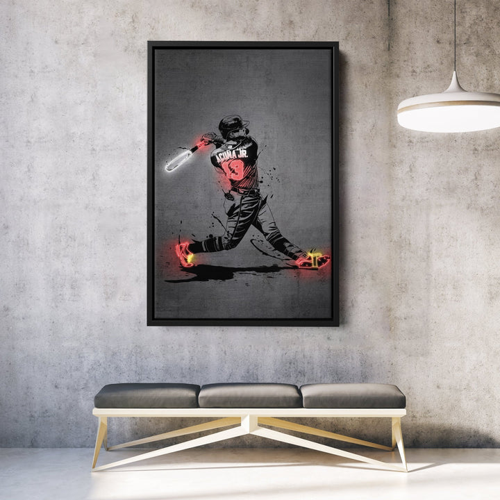 Ronald Acuña Jr Neon Canvas Art | Modern Wall Decor for Braves Fans - CanvasNeon