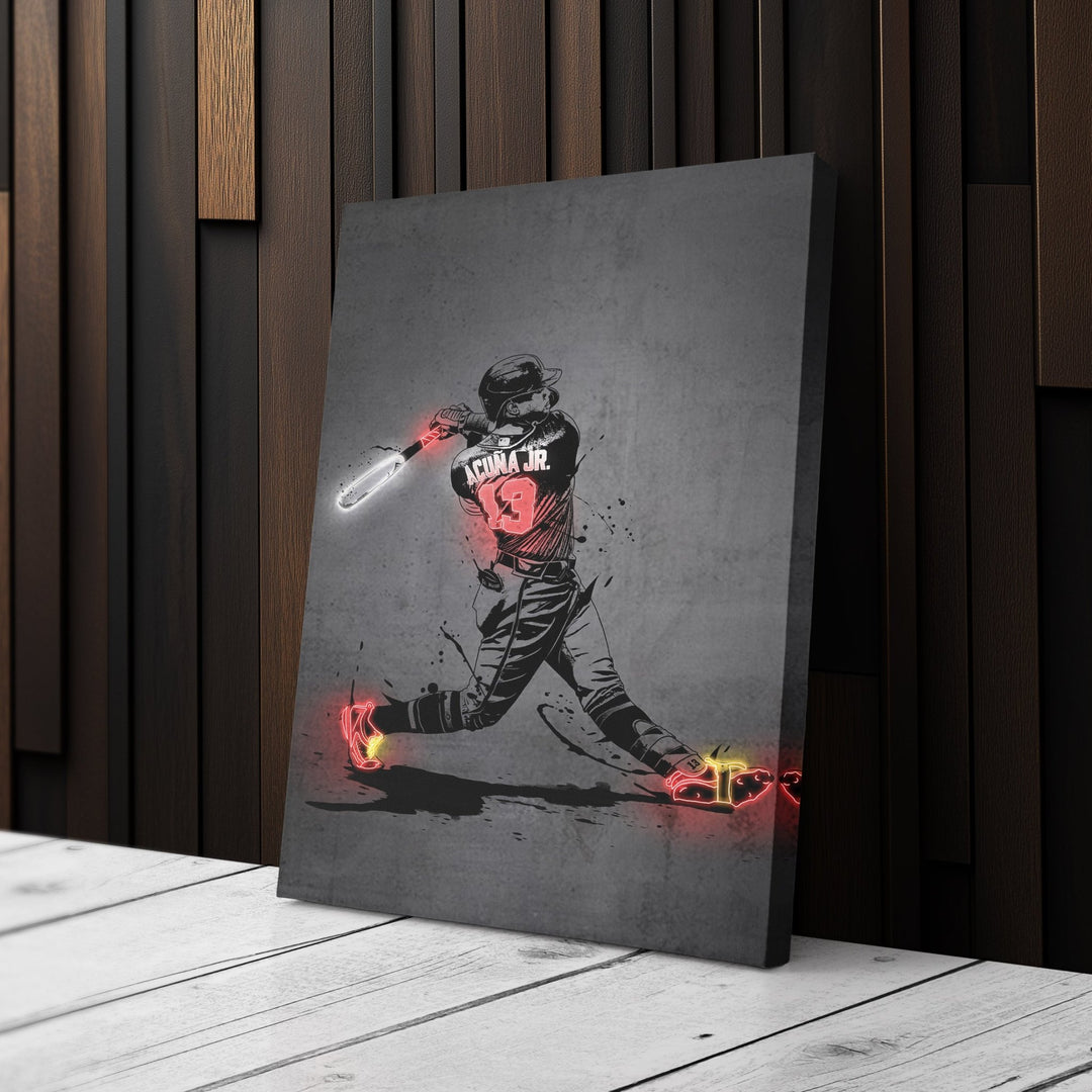 Ronald Acuña Jr Neon Canvas Art | Modern Wall Decor for Braves Fans - CanvasNeon