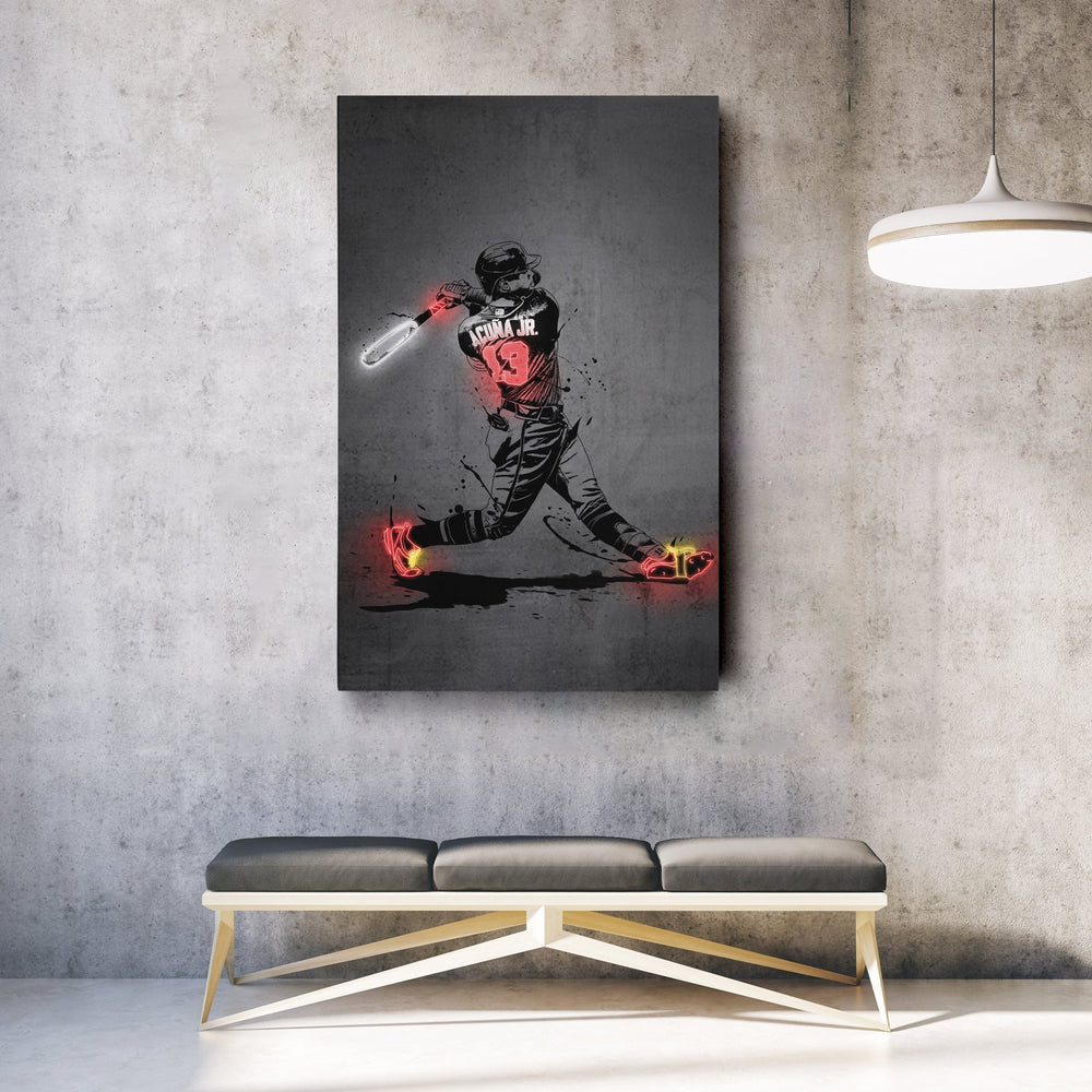 Ronald Acuña Jr Neon Canvas Art | Modern Wall Decor for Braves Fans - CanvasNeon