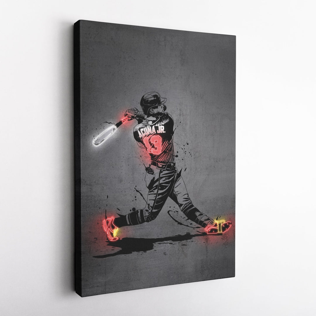 Ronald Acuña Jr Neon Canvas Art | Modern Wall Decor for Braves Fans - CanvasNeon
