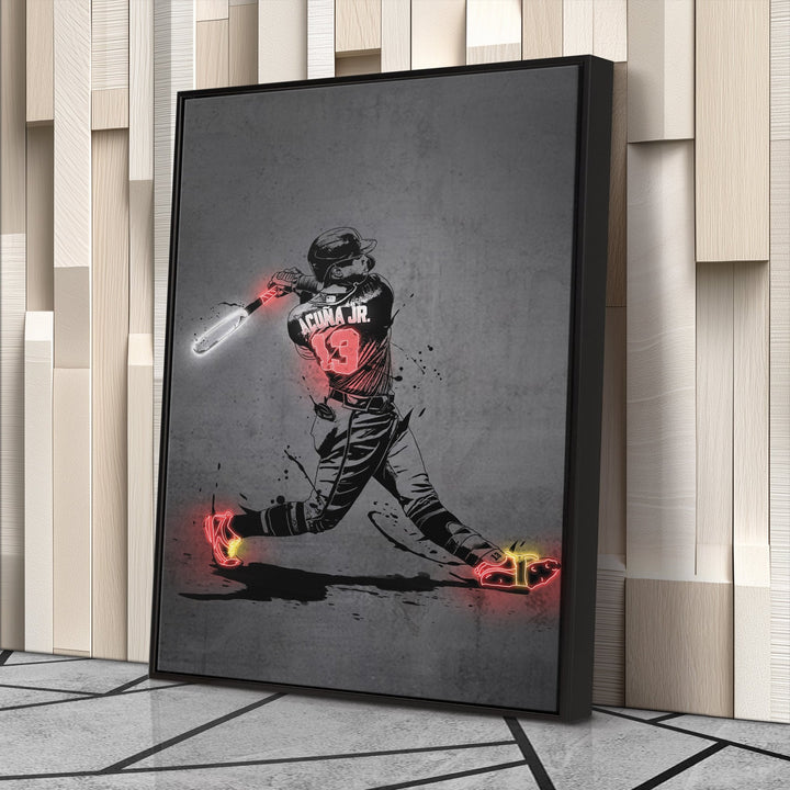 Ronald Acuña Jr Neon Canvas Art | Modern Wall Decor for Braves Fans - CanvasNeon