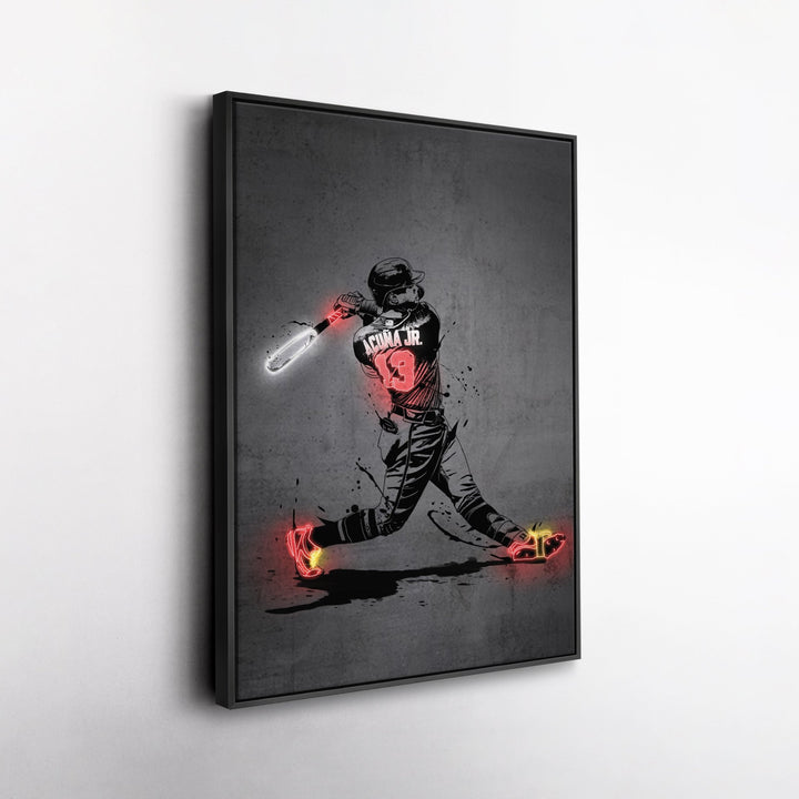Ronald Acuña Jr Neon Canvas Art | Modern Wall Decor for Braves Fans - CanvasNeon
