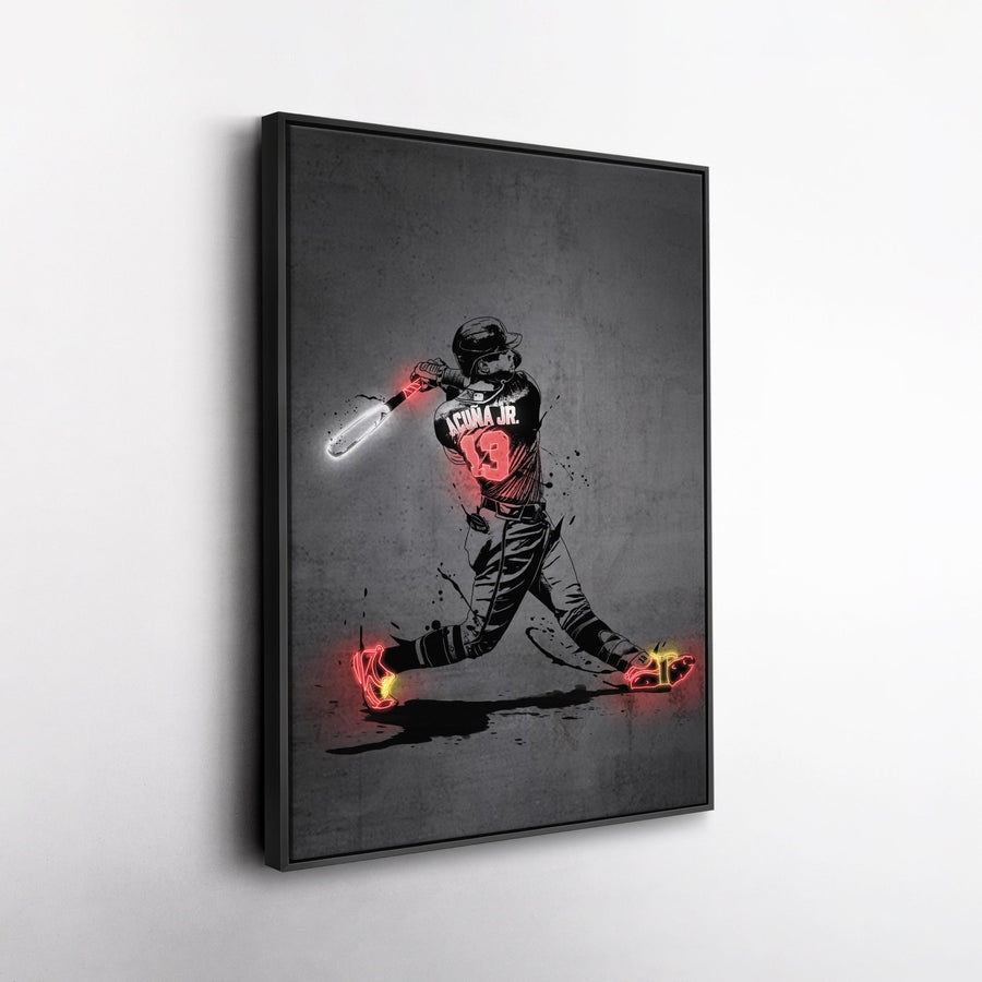 Ronald Acuña Jr Neon Canvas Art | Modern Wall Decor for Braves Fans - CanvasNeon