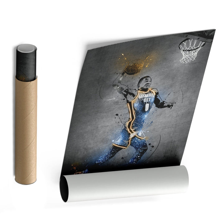 Russell Westbrook Neon Canvas Art | Modern Wall Decor for Thunder Fans - CanvasNeon