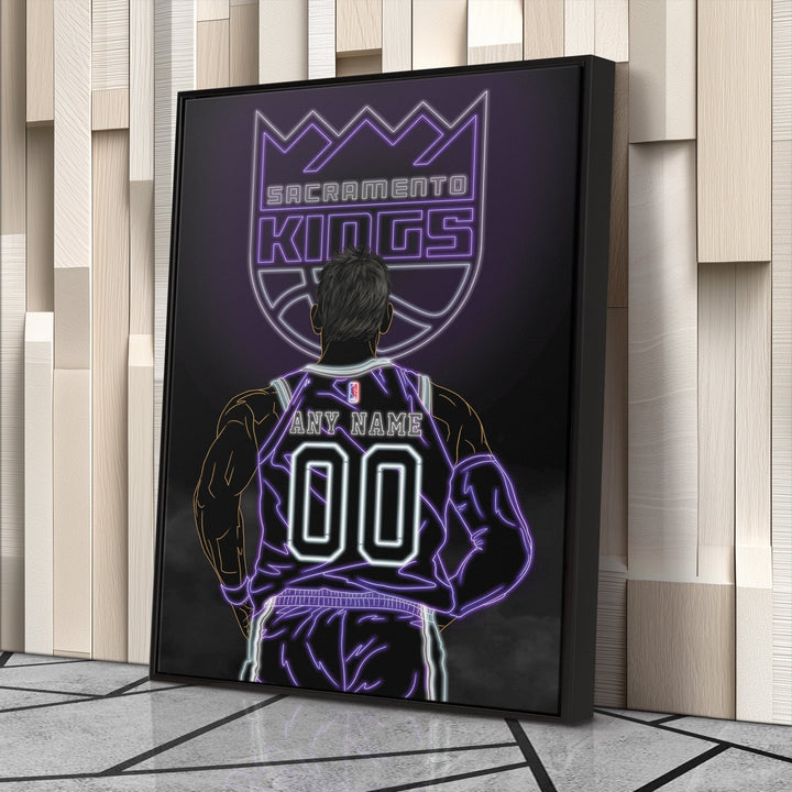 Sacramento Kings Personalized Jersey Canvas | Neon Wall Art - CanvasNeon