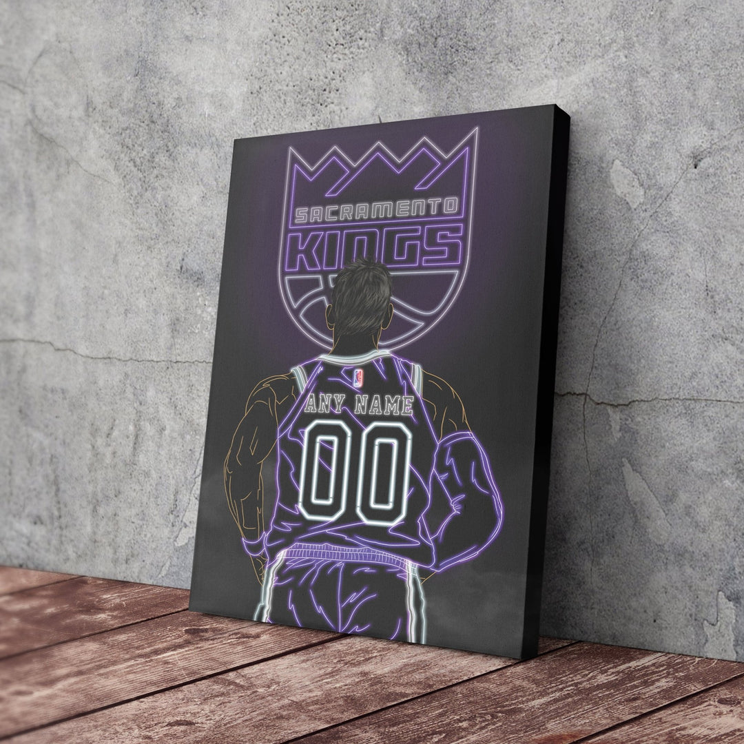 Sacramento Kings Personalized Jersey Canvas | Neon Wall Art - CanvasNeon