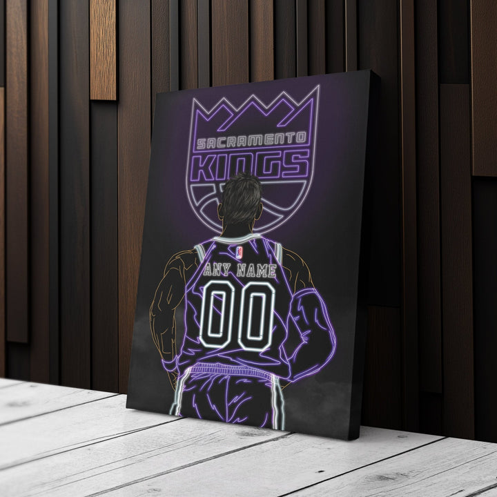 Sacramento Kings Personalized Jersey Canvas | Neon Wall Art - CanvasNeon