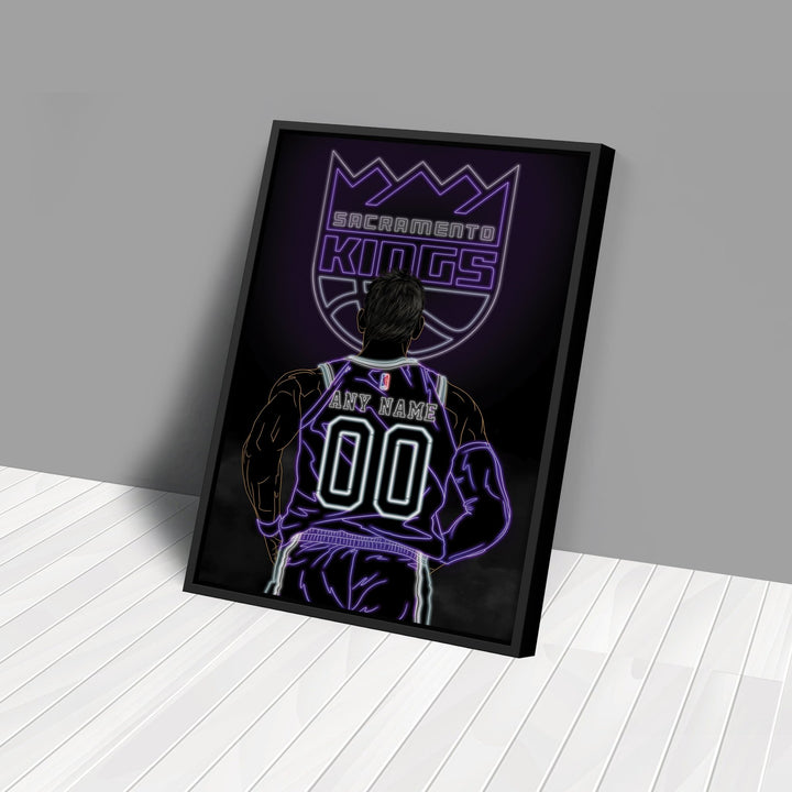 Sacramento Kings Personalized Jersey Canvas | Neon Wall Art - CanvasNeon