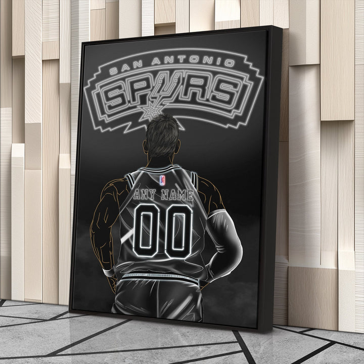 San Antonio Spurs Personalized Jersey Canvas | Neon Wall Art - CanvasNeon