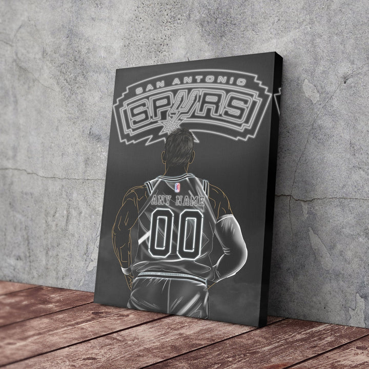 San Antonio Spurs Personalized Jersey Canvas | Neon Wall Art - CanvasNeon