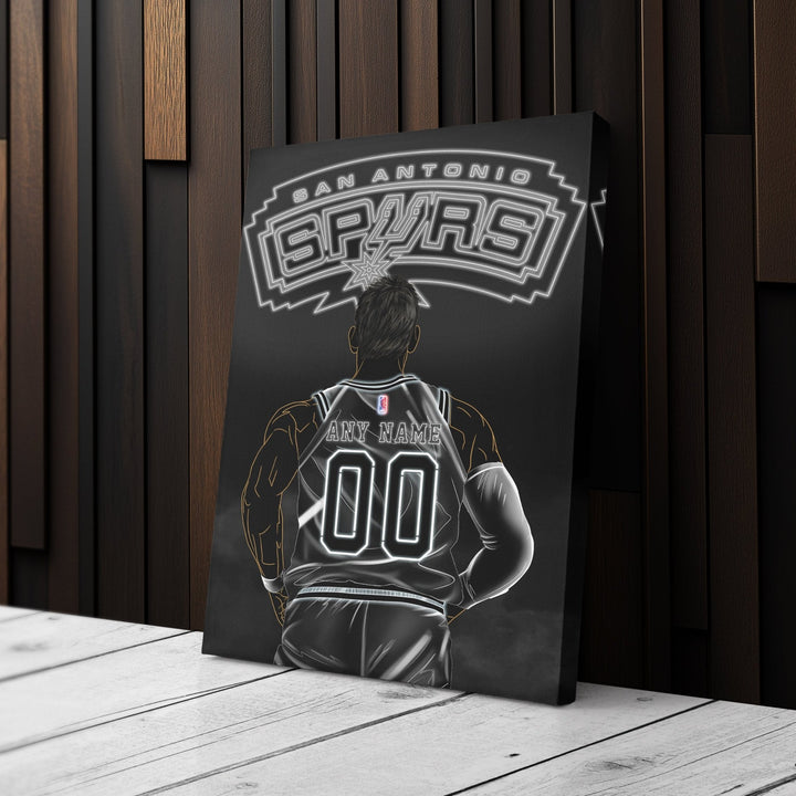 San Antonio Spurs Personalized Jersey Canvas | Neon Wall Art - CanvasNeon
