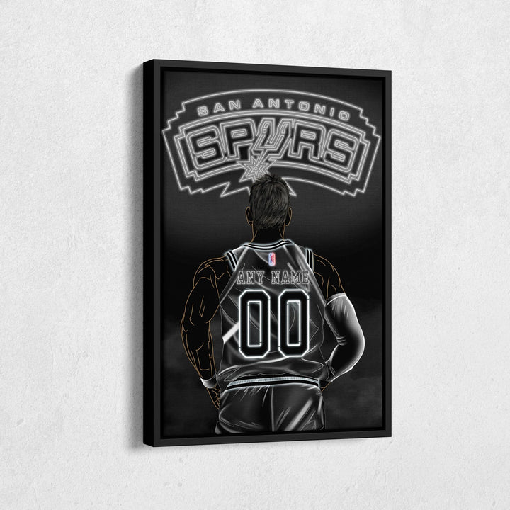 San Antonio Spurs Personalized Jersey Canvas | Neon Wall Art - CanvasNeon