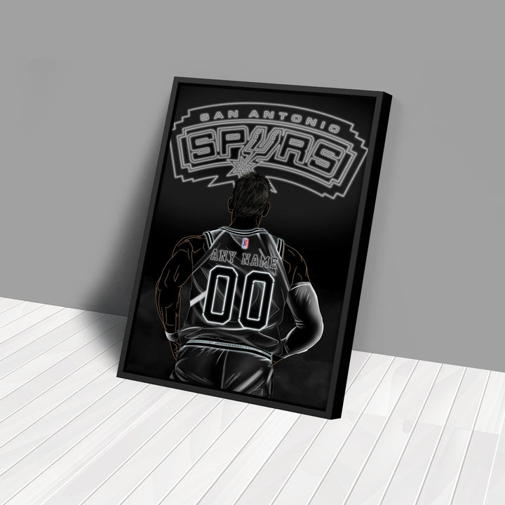 San Antonio Spurs Personalized Jersey Canvas | Neon Wall Art - CanvasNeon