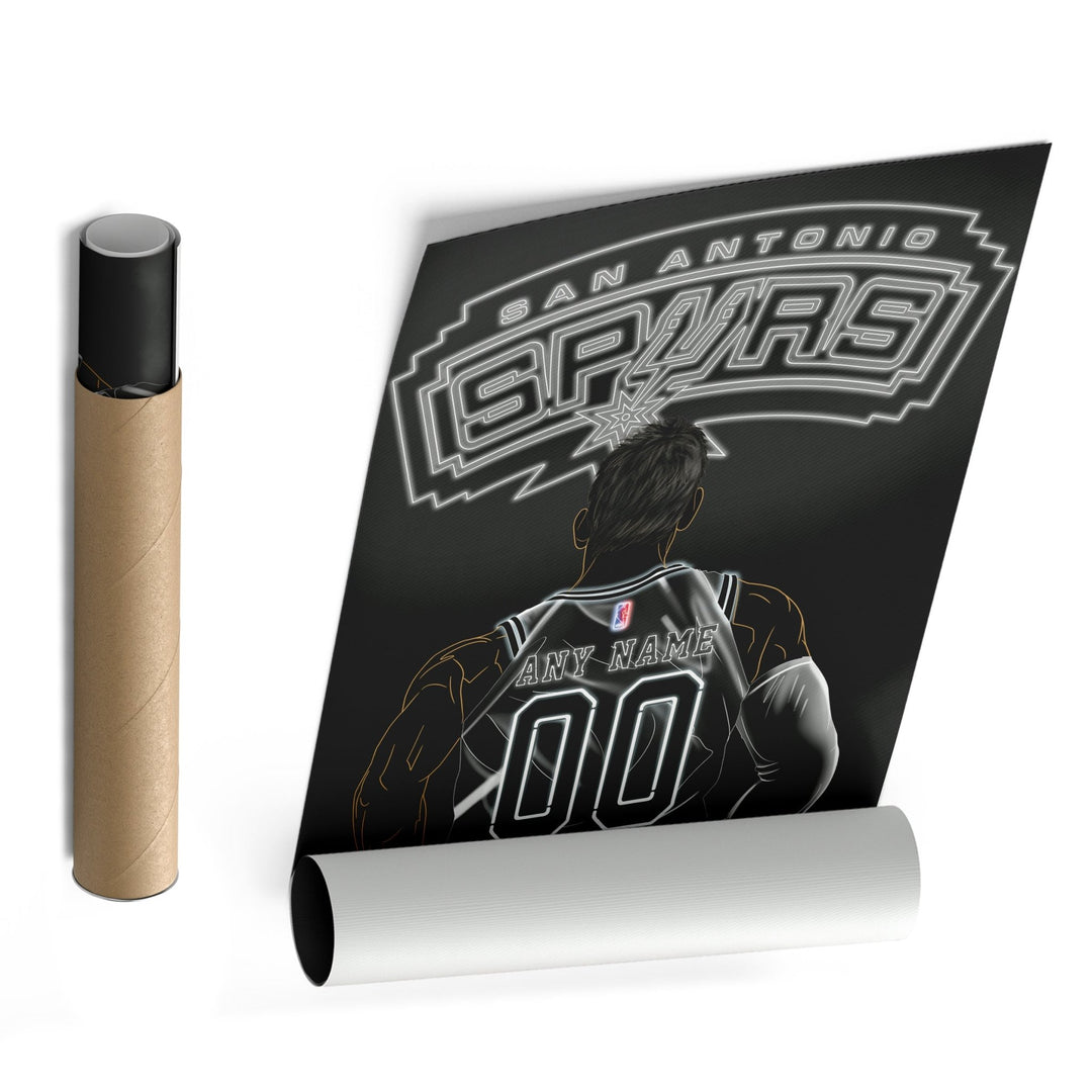 San Antonio Spurs Personalized Jersey Canvas | Neon Wall Art - CanvasNeon