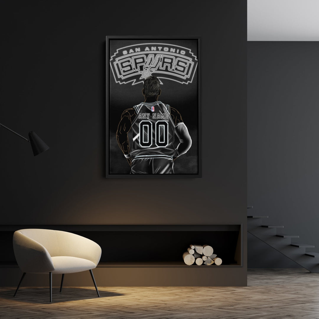 San Antonio Spurs Personalized Jersey Canvas | Neon Wall Art - CanvasNeon