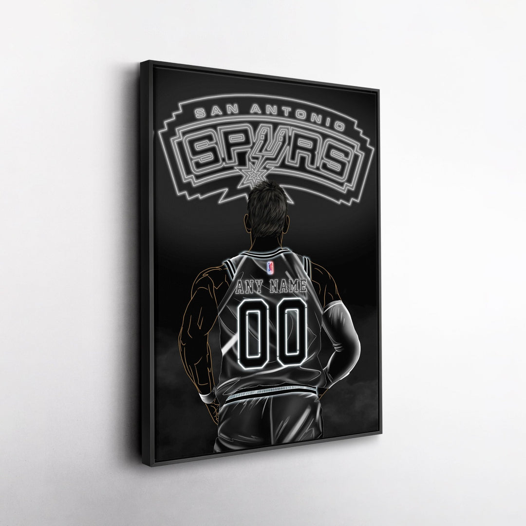 San Antonio Spurs Personalized Jersey Canvas | Neon Wall Art - CanvasNeon
