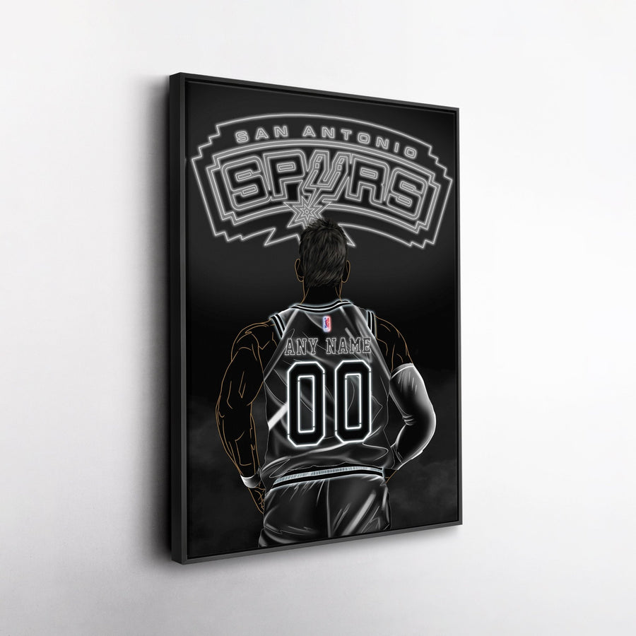 San Antonio Spurs Personalized Jersey Canvas | Neon Wall Art - CanvasNeon