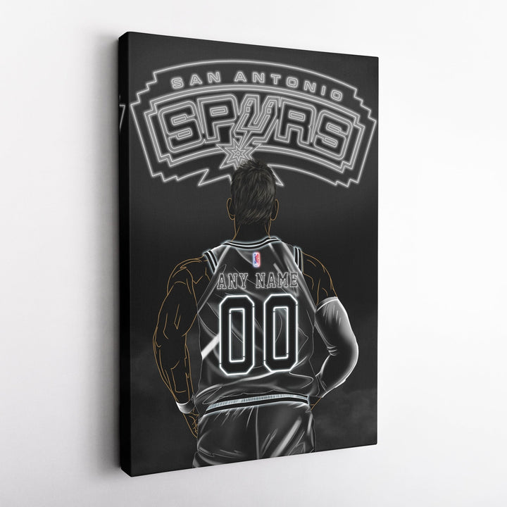 San Antonio Spurs Personalized Jersey Canvas | Neon Wall Art - CanvasNeon