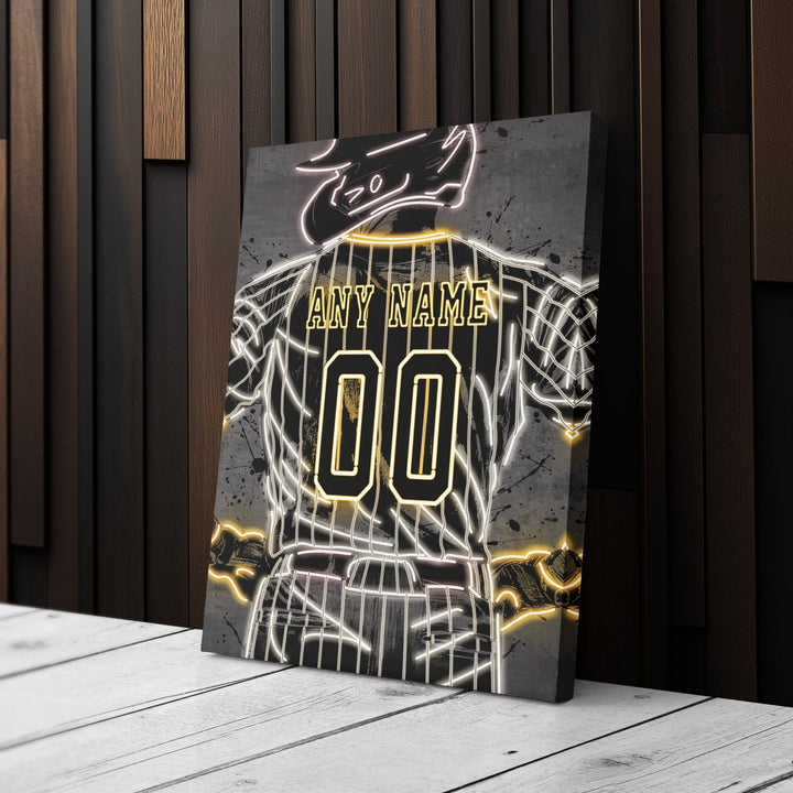 San Diego Padres Custom Jersey Canvas | Neon Wall Art - CanvasNeon