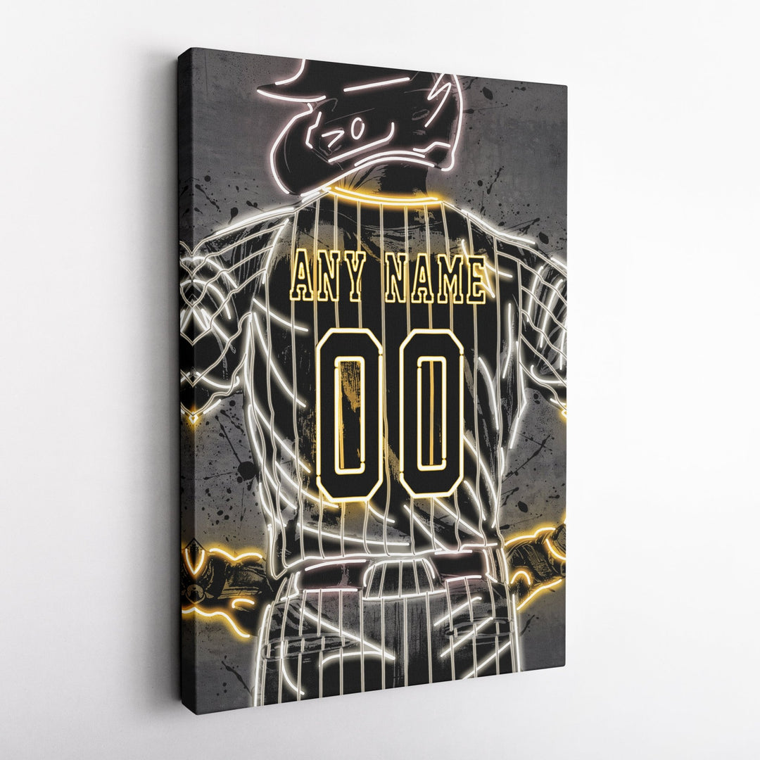 San Diego Padres Custom Jersey Canvas | Neon Wall Art - CanvasNeon