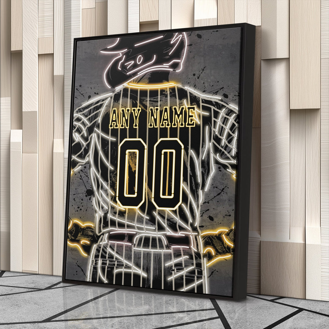 San Diego Padres Custom Jersey Canvas | Neon Wall Art - CanvasNeon
