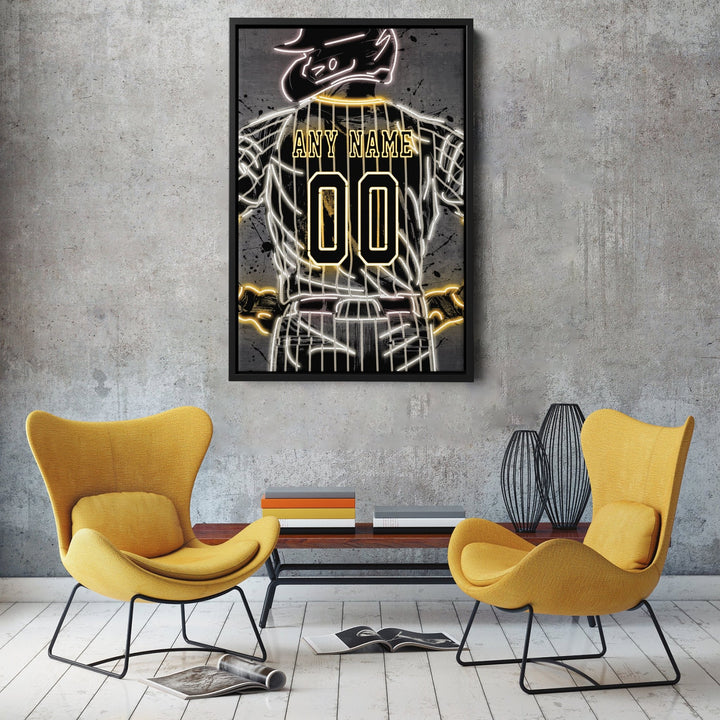 San Diego Padres Custom Jersey Canvas | Neon Wall Art - CanvasNeon