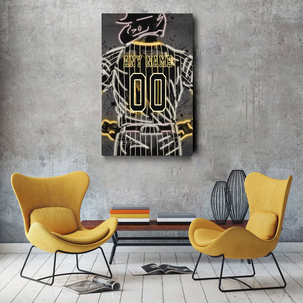 San Diego Padres Custom Jersey Canvas | Neon Wall Art - CanvasNeon