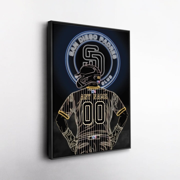 San Diego Padres Personalized Jersey Canvas | Neon Wall Art - CanvasNeon